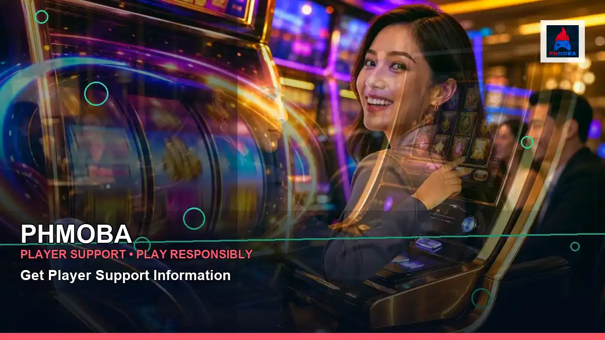 PHMOBA play phone mobile casino games featuring an adult Filipina casino host with a left-diagonal composition